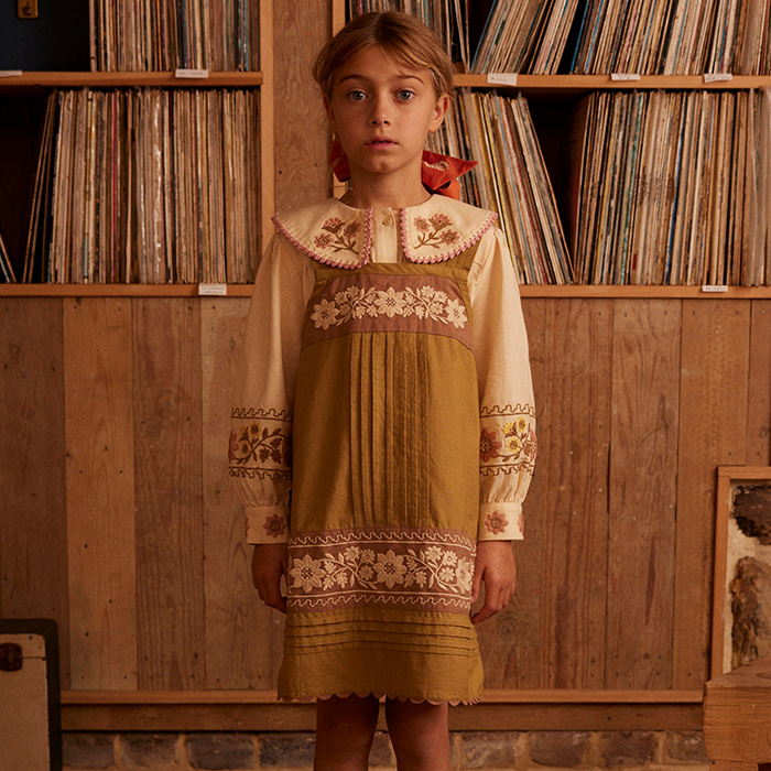 ワンピース Apolina Vittoria Apron Shift 2-3y 아폴리나] Vittoria Apron Shift (Dried Moss)]